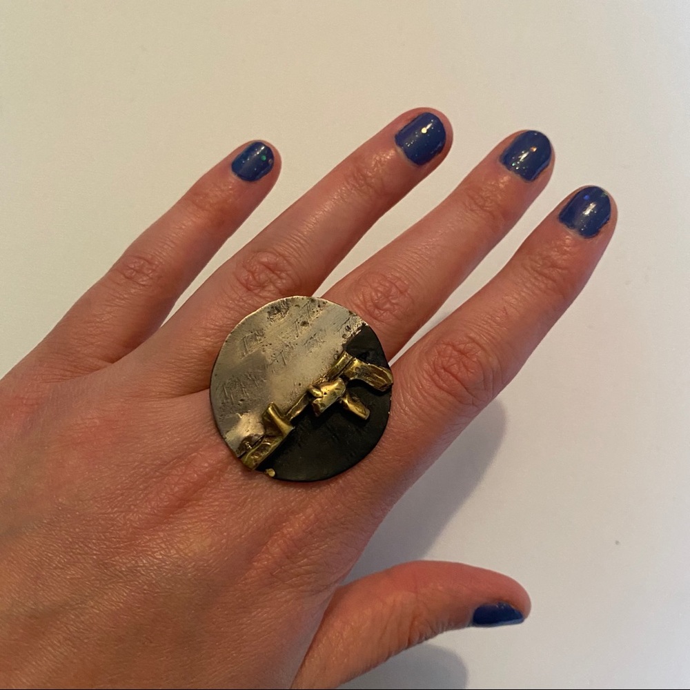 Artistic Brass Circle Statement Ring - image 5